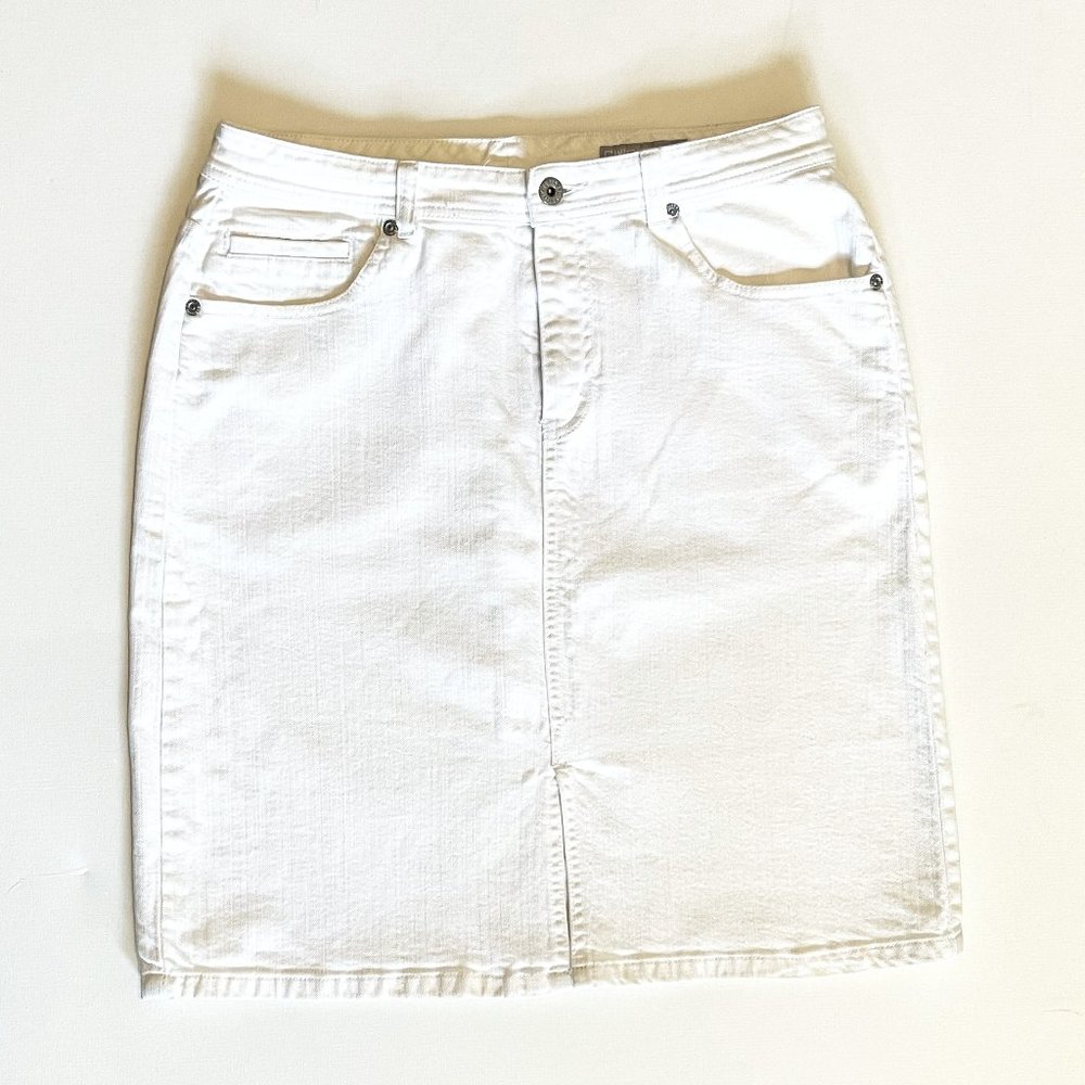 Chico's Platinum White Denim Skirt
